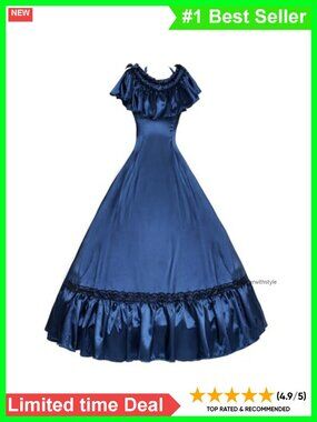 Victorian Satin Ball Gown Lace-Up Masquerade Costume Dress